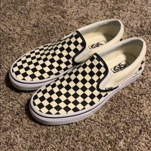 Vans checkered slip ons